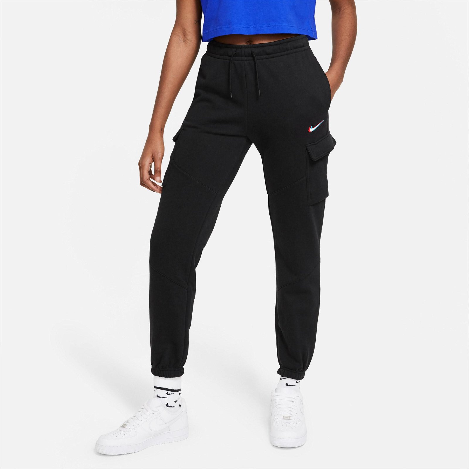 Nike Sportswear Cargo Loose Prnt Kadın Siyah Eşofman Altı