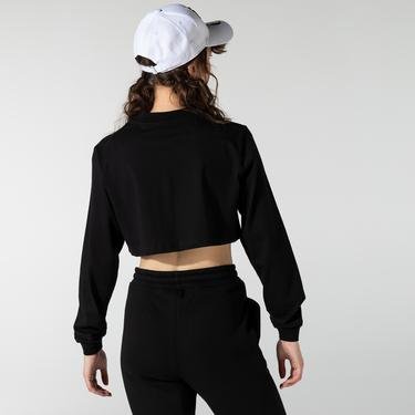  SOONTOBEANNOUNCED Logo Printed Kadın Siyah Crop Uzun Kollu T-Shirt