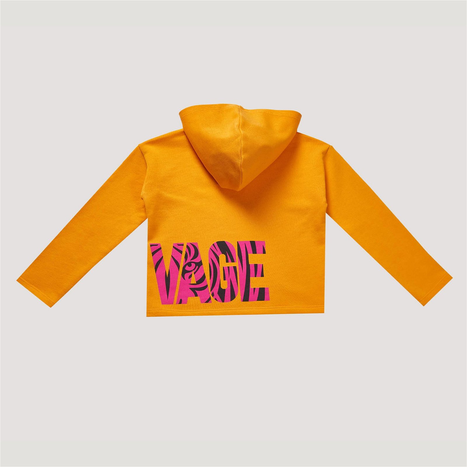 Benetton Yazı Baskılı Crop Kız Çocuk Turuncu Sweatshirt