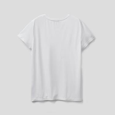  Benetton Caretta Baskılı Kadın Beyaz T-Shirt