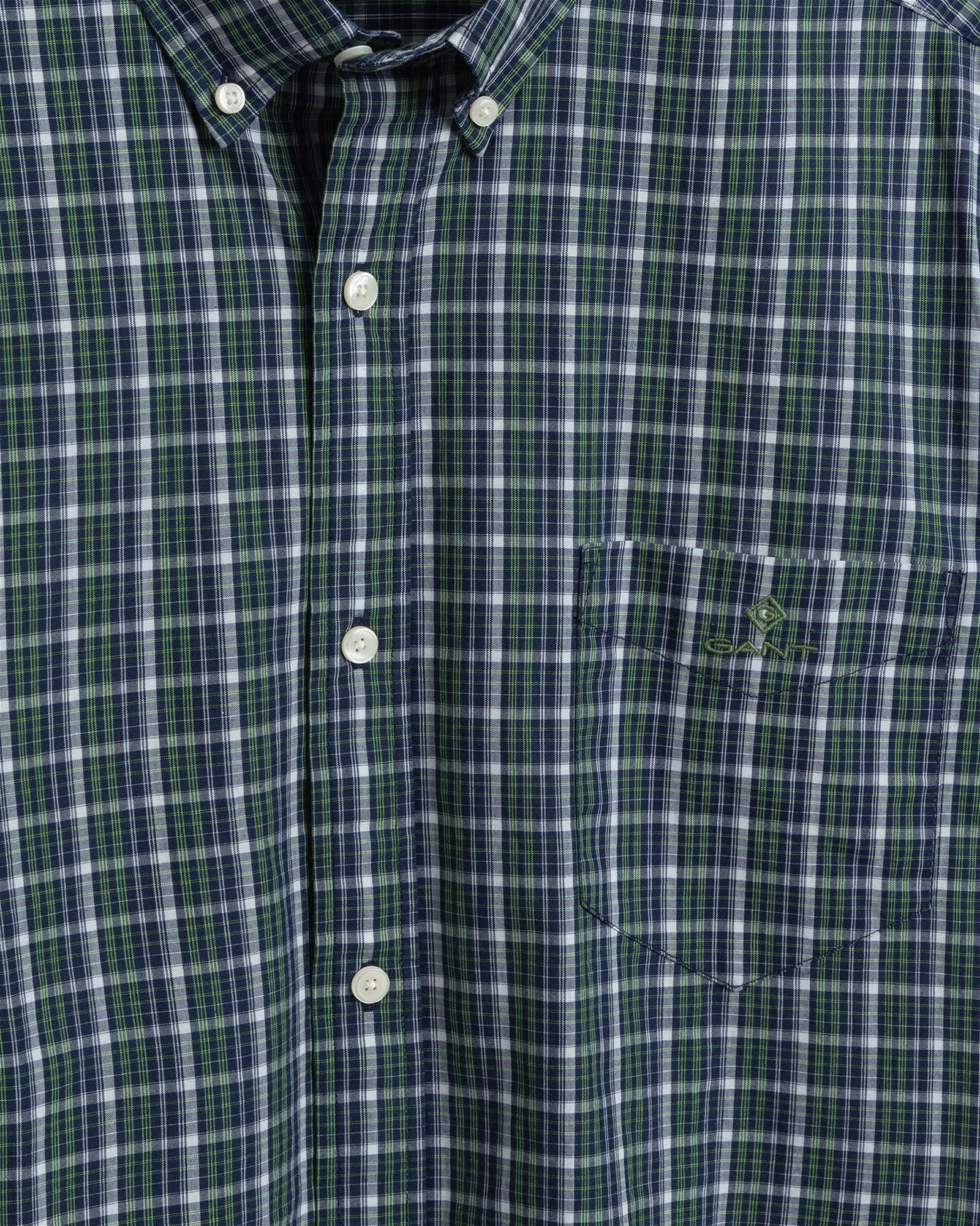 Gant Erkek Yeşil Kareli Regular Fit Tech Prep Gömlek