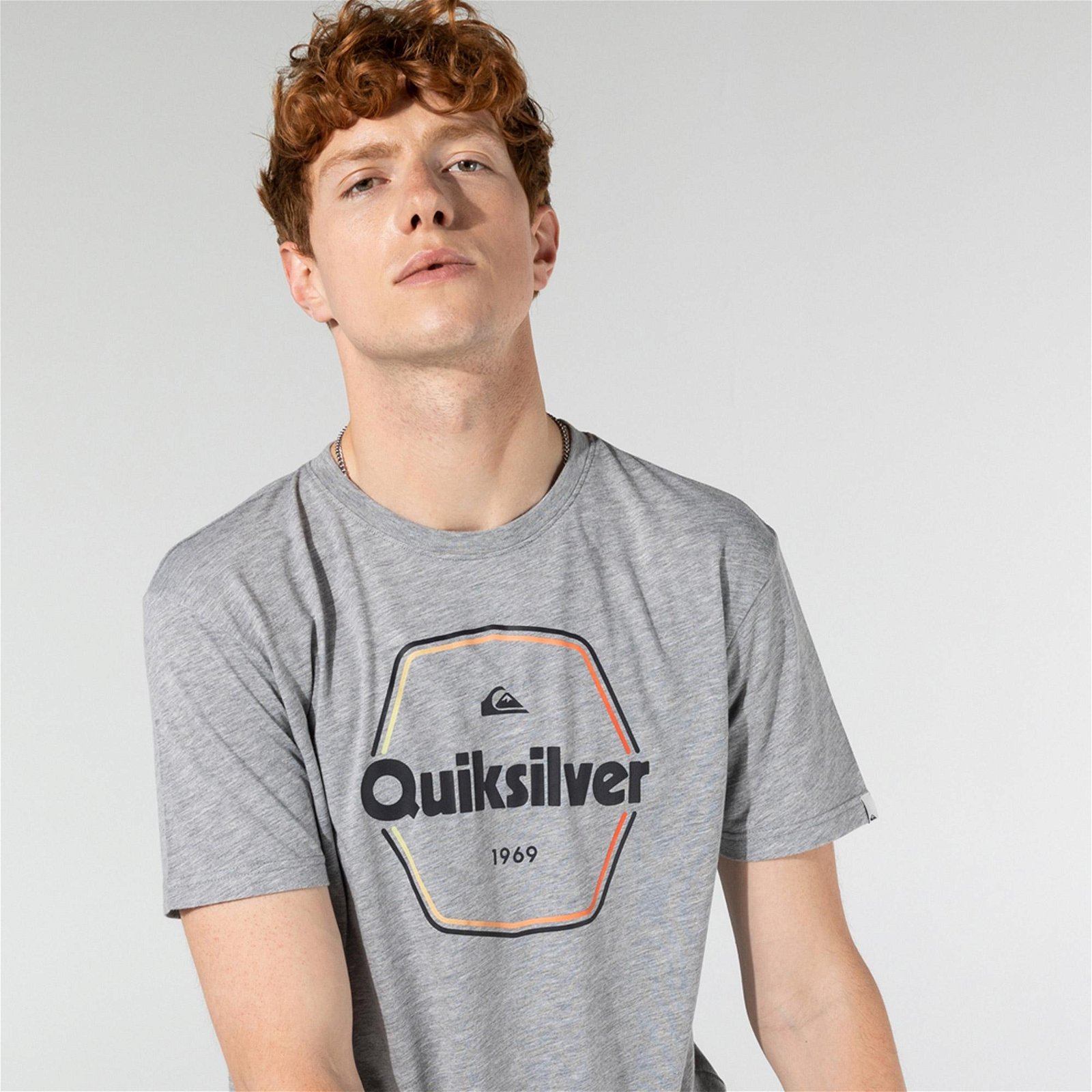 Quiksilver Hard Wired Erkek Gri T-Shirt