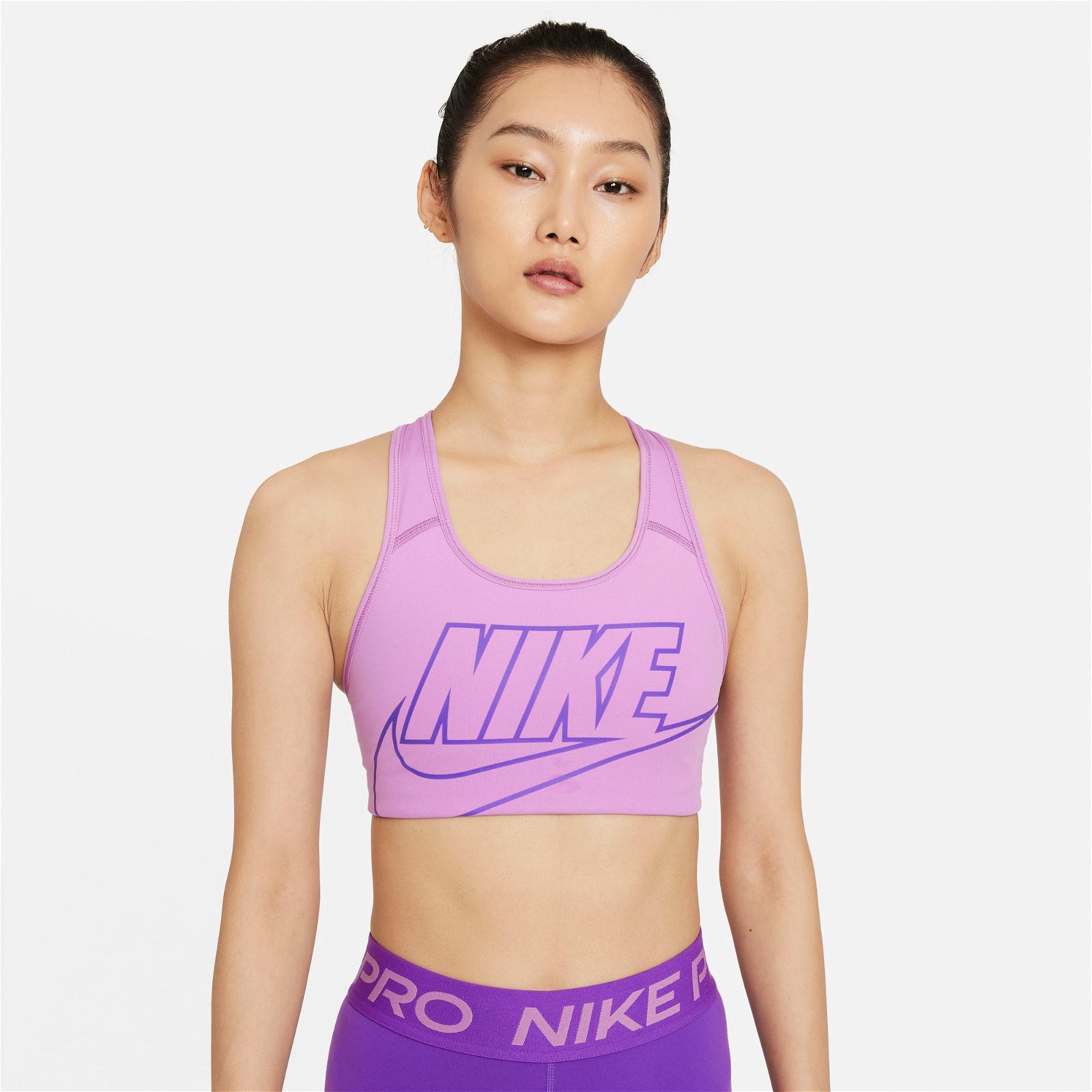 Nike Dri-Fit Swoosh Futura Gx Kadın Mor Bra