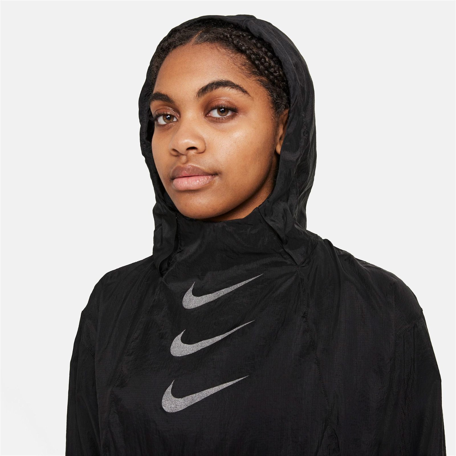 Nike Run Division Pullover Packable Kadın Siyah Yağmurluk