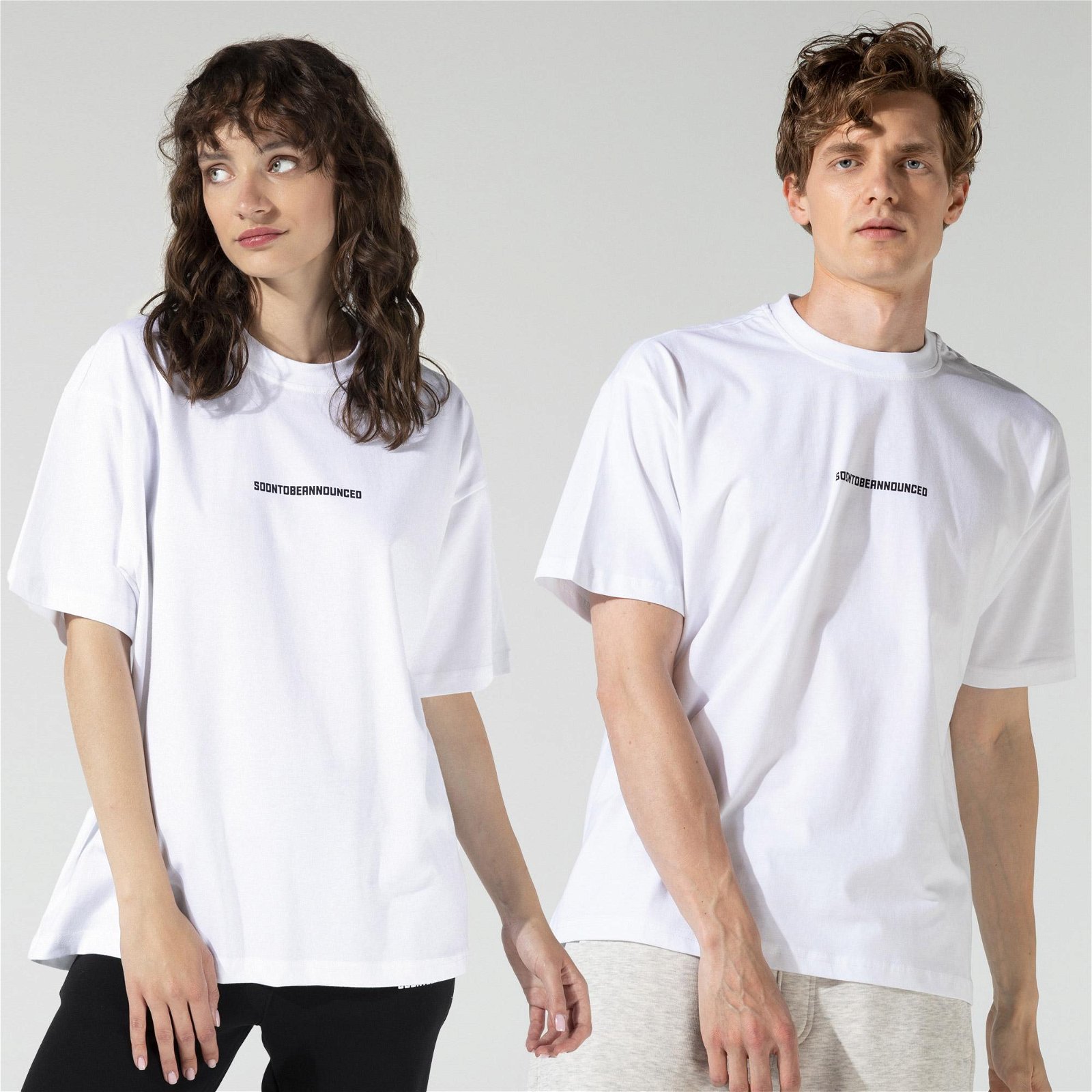 SOONTOBEANNOUNCED Logo Printed Ss Unisex Beyaz T-Shirt