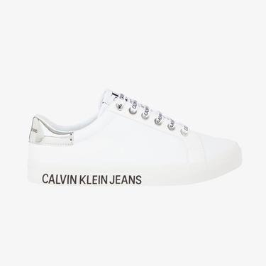  Calvin Klein Jeans Low Profile Lace Up Kadın Beyaz Spor Ayakkabı