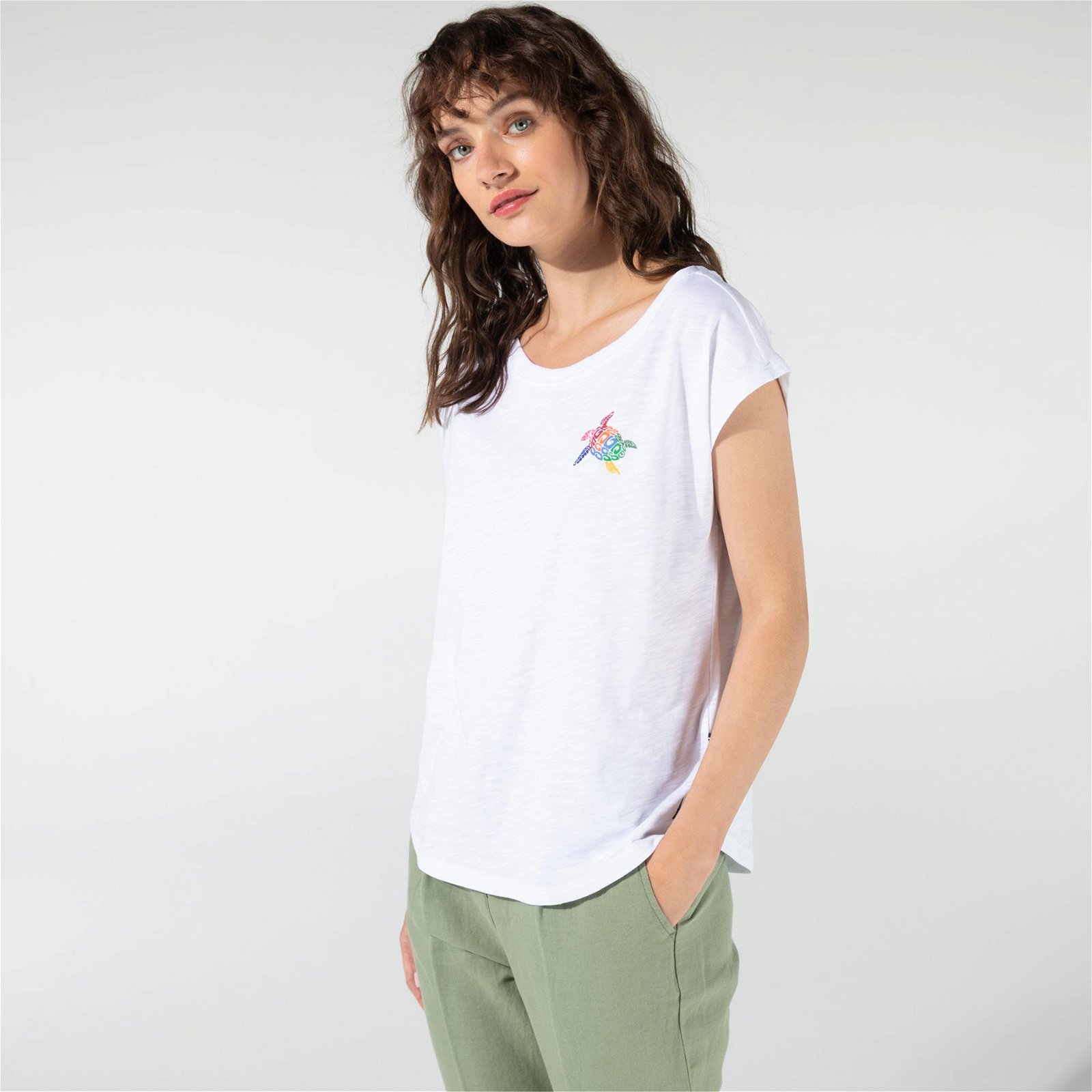 Nautica Kadin Beyaz Baskılı T-Shirt