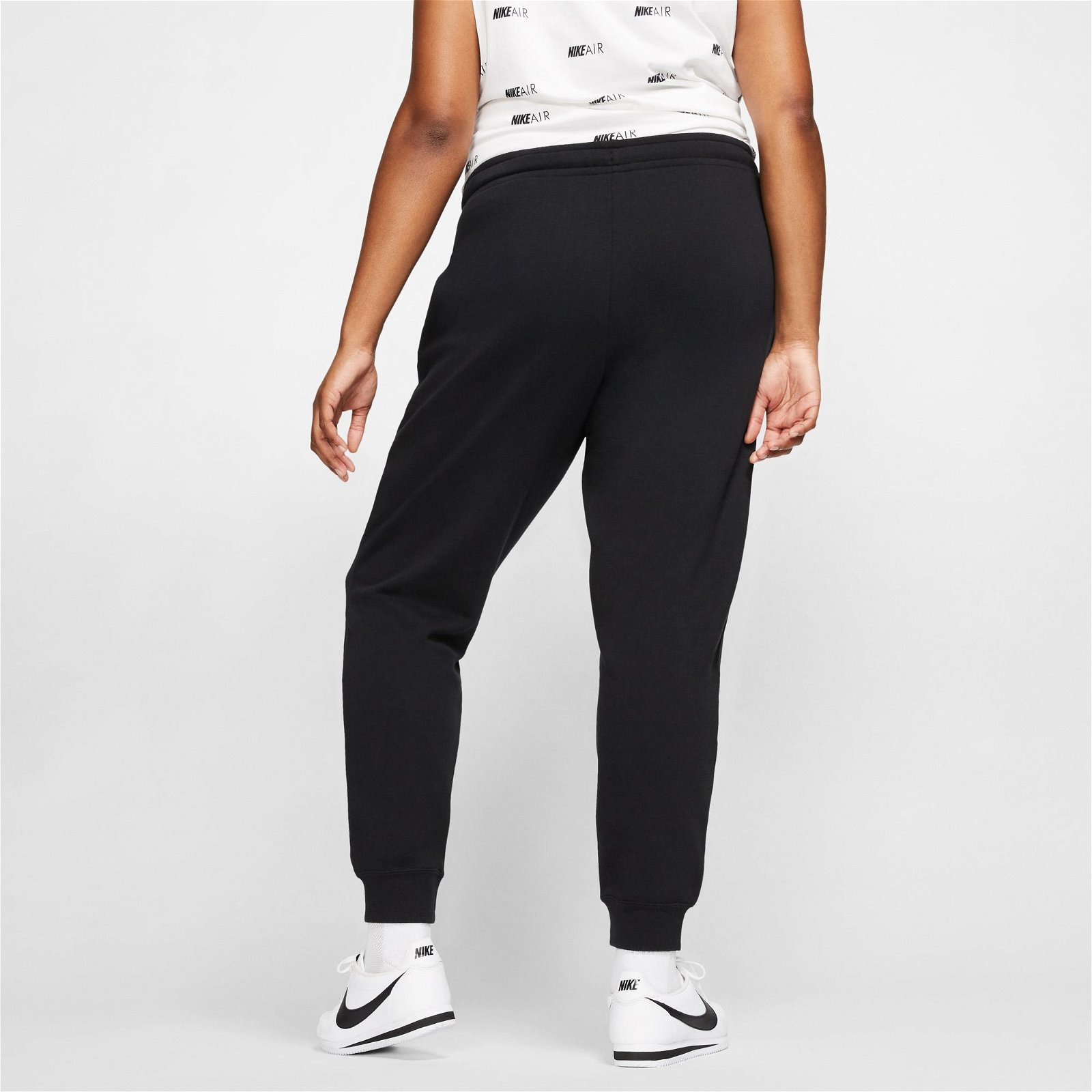 Nike Sportswear Essential Fleece Mid Rice Büyük Beden Kadın Siyah Eşofman Altı