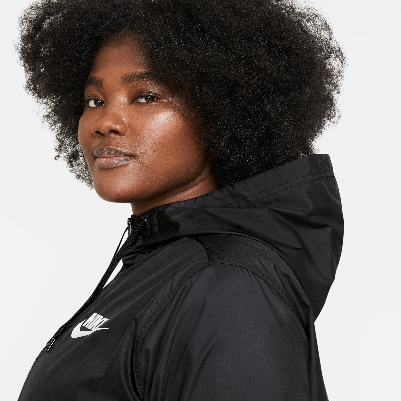 Nike Sportswear Woven Büyük Beden Kadın Siyah Ceket