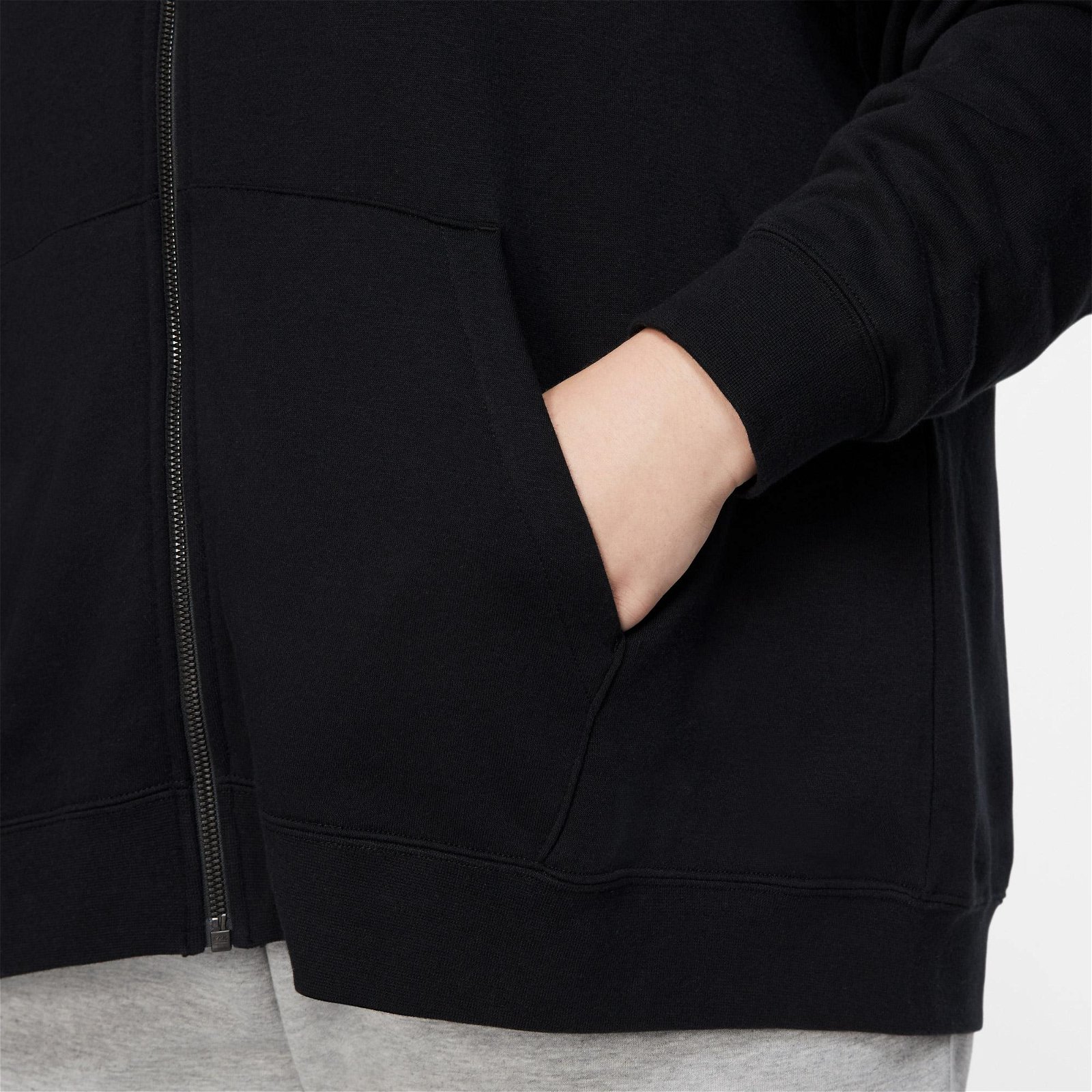 Nike Sportswear Essential Flc Full-Zip Hdy Büyük Beden Kadın Siyah Sweatshirt
