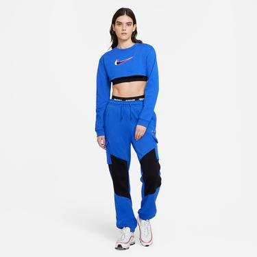  Nike Sportswear Top Ls Crop Print Kadın Mavi T-Shirt
