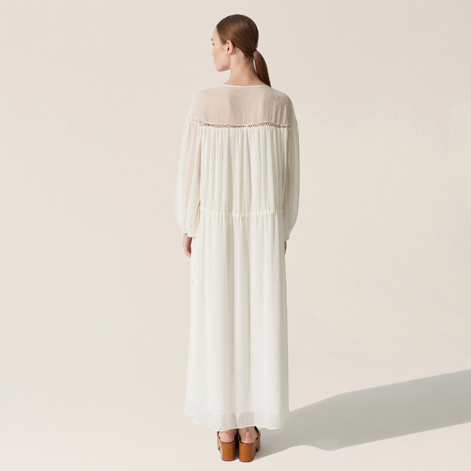 BAQA Shoulder Transparent Kadın Ekru Elbise