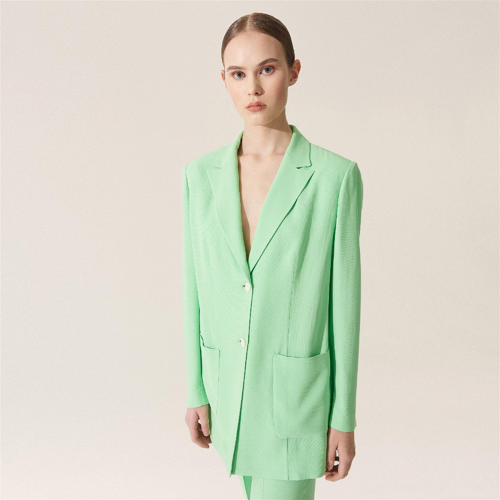 BAQA Two Button Kadın Açık Yeşil Ceket