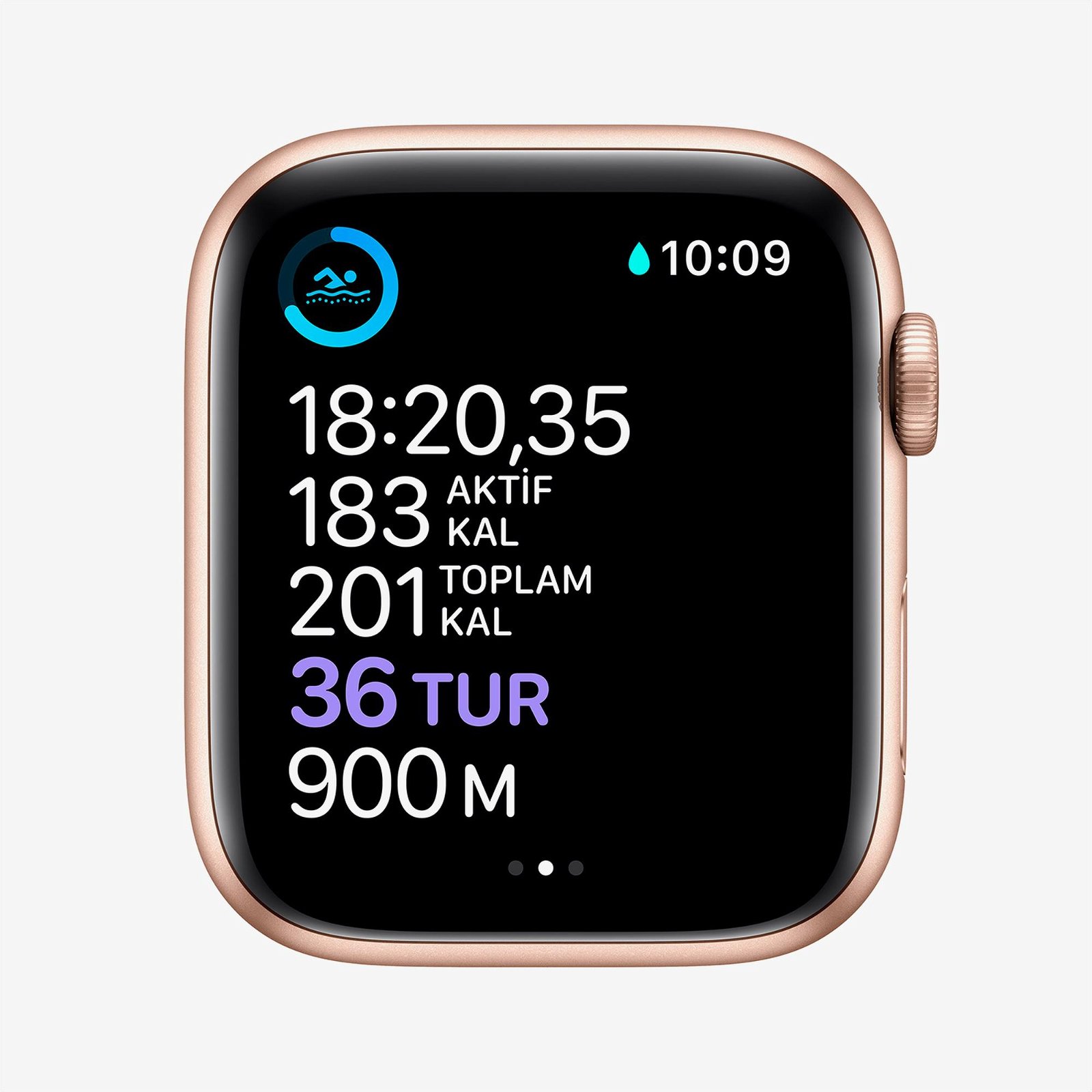 Apple Watch Series 6 44 mm Altın Rengi Alüminyum Kasa ve Kum Pembesi Spor Kordon