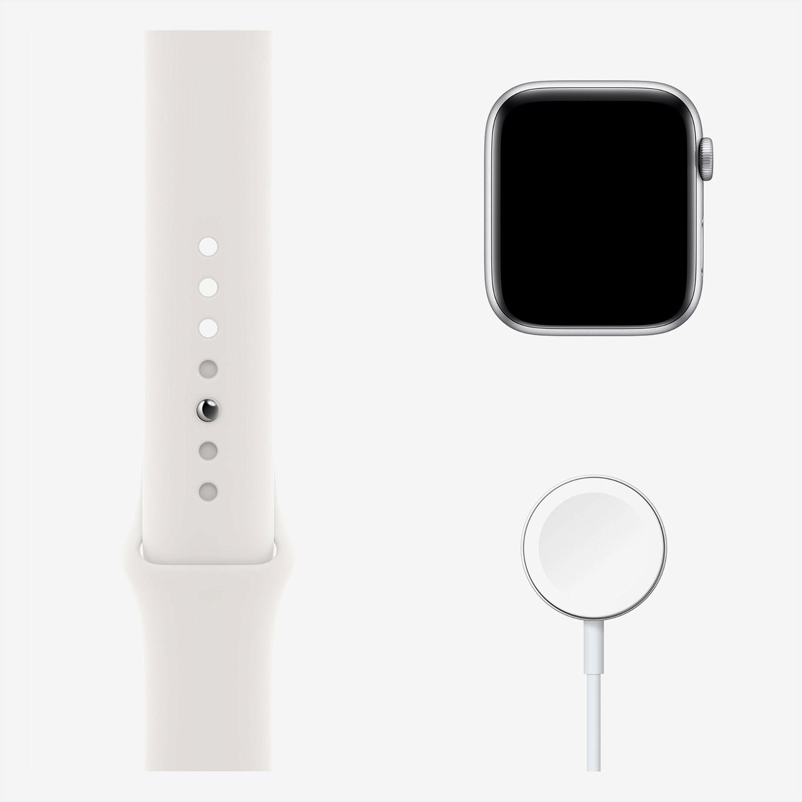 Apple Watch Series 6 44 mm Gümüş Rengi Alüminyum Kasa ve Beyaz Spor Kordon