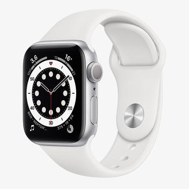  Apple Watch Series 6 40 mm Gümüş Rengi Alüminyum Kasa ve Beyaz Spor Kordon