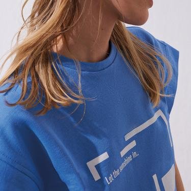  rue Kadın Mavi Crop Fit Spor T-Shirt