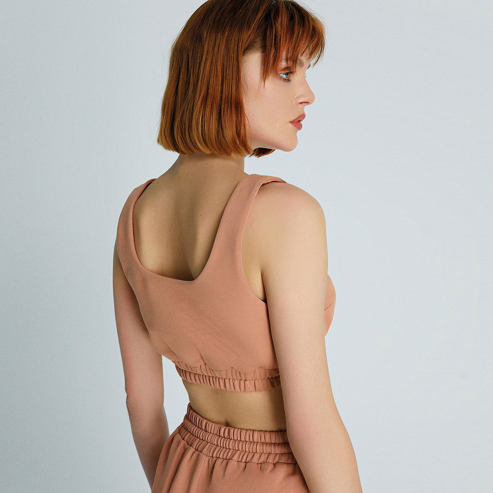 rue Kadın Somon Rengi Spor Crop Top