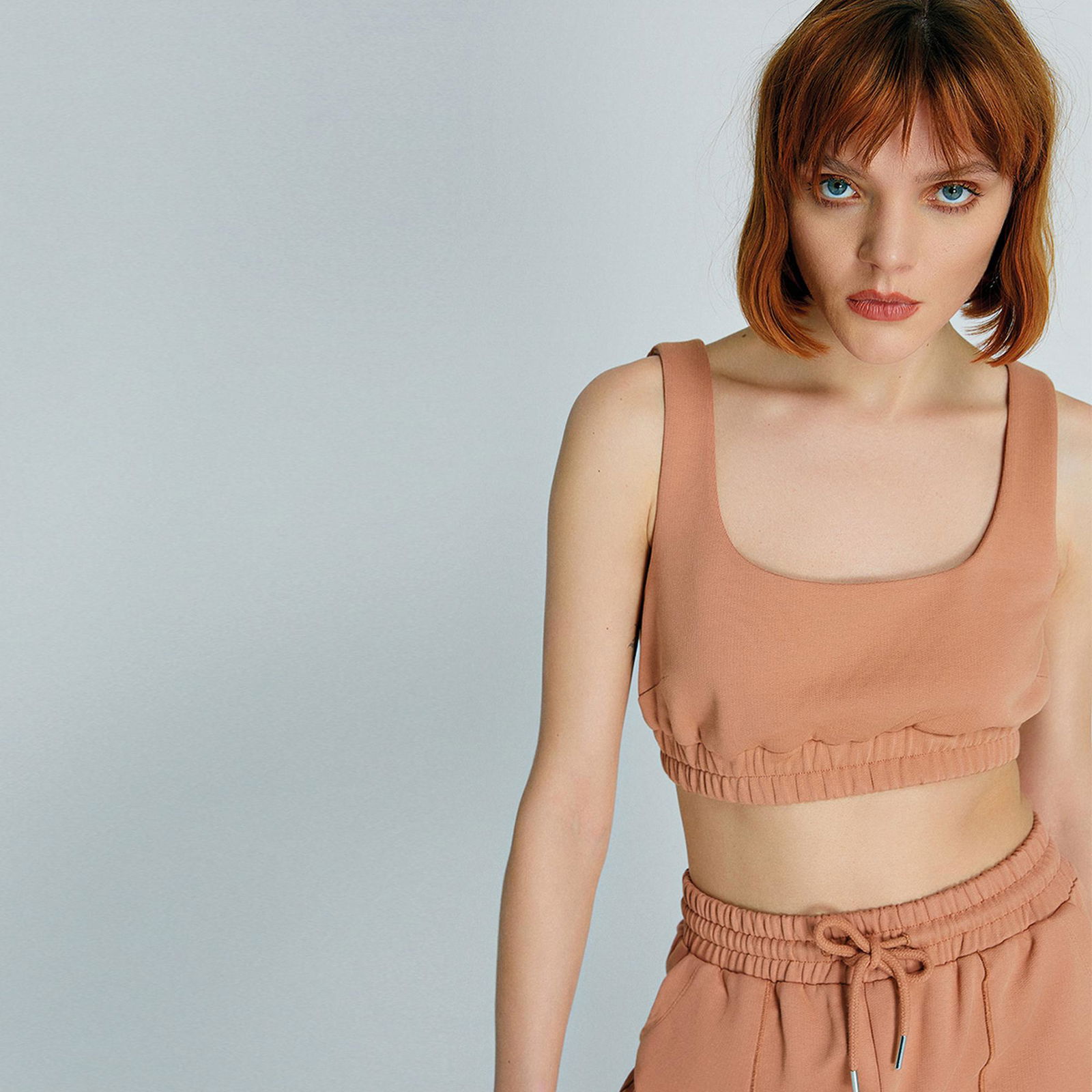 rue Kadın Somon Rengi Spor Crop Top