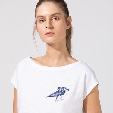  Nautica Kadın Beyaz Baskılı T-Shirt