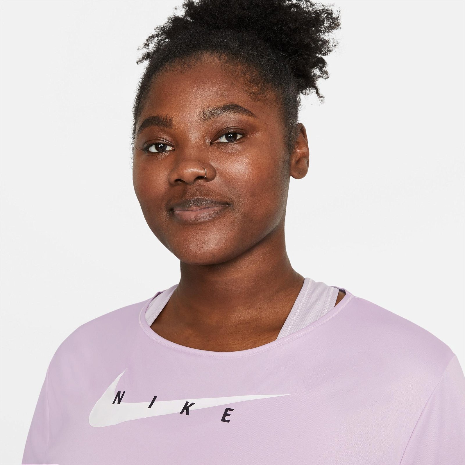 Nike Swoosh Run Top Büyük Beden Kadın Mor T-Shirt