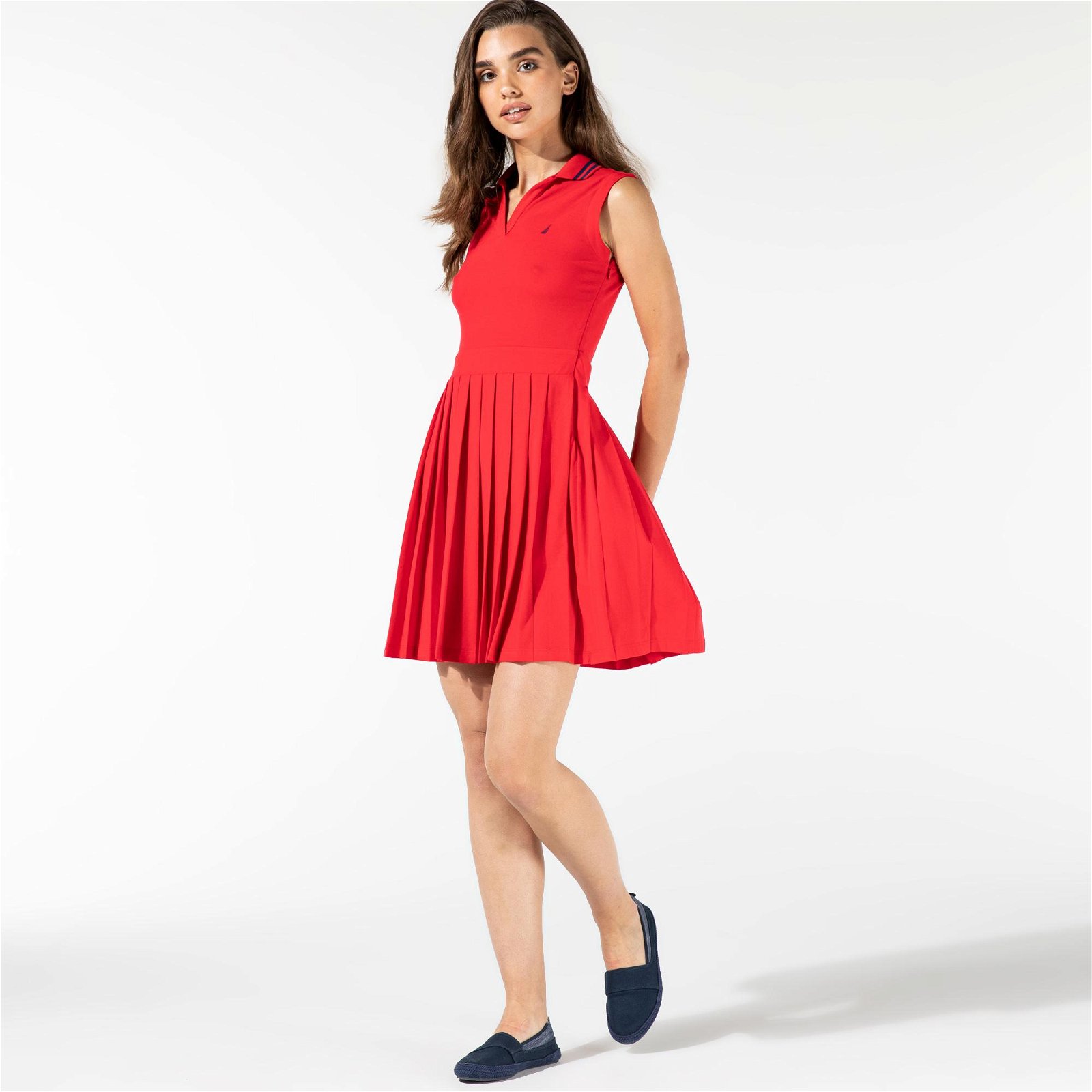 Nautica Kadın Kırmızı Kolsuz Classic Fit Elbise