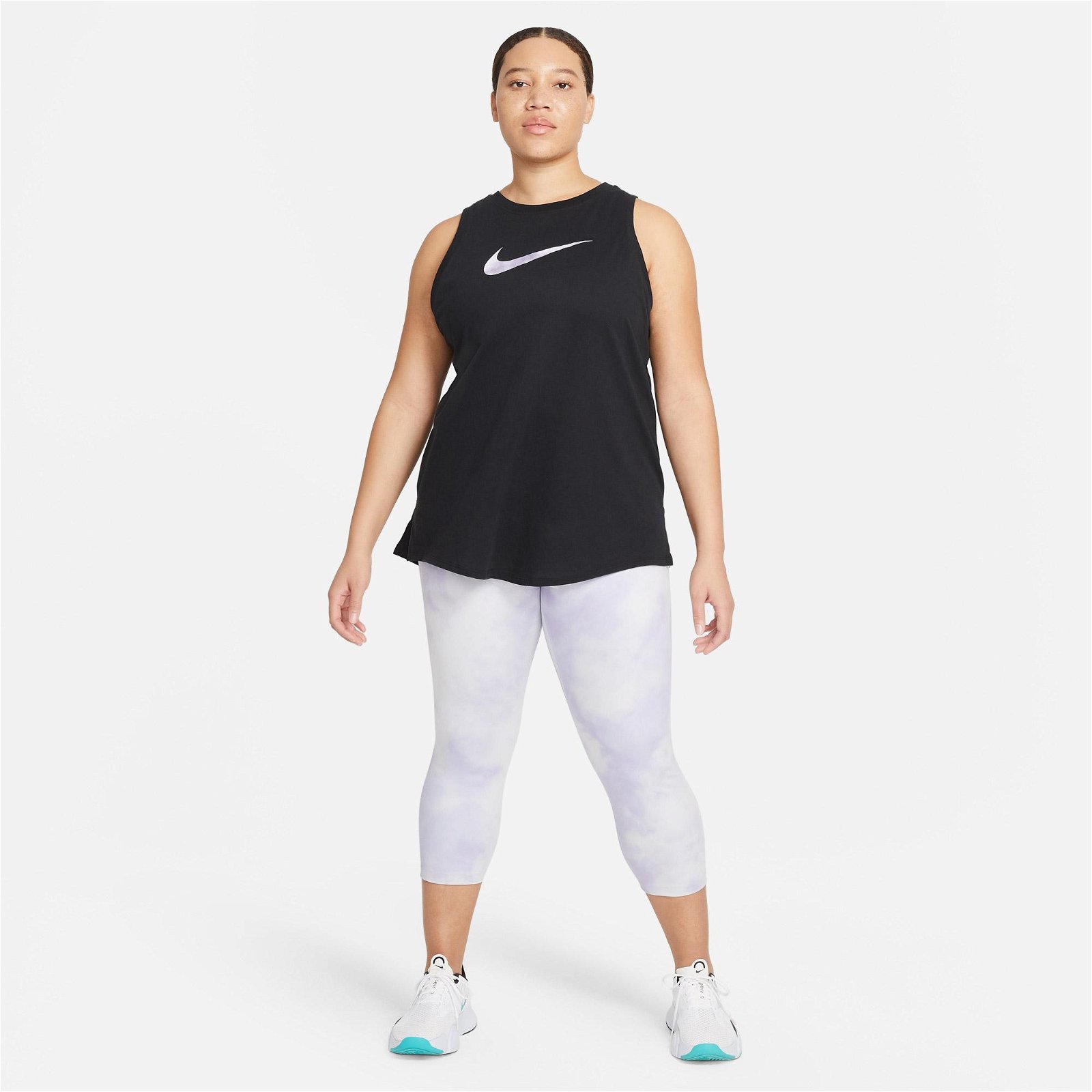 Nike Dry TA Icon Clash Büyük Beden Kadın Siyah T-Shirt