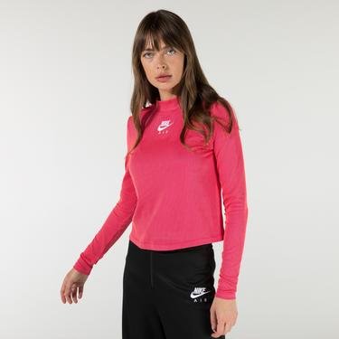  Nike Sportswear Essential Air Mock Ls Rib Kadın Kırmızı T-Shirt