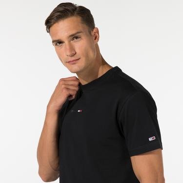 Tommy Jeans Gel Linear Logo Erkek Siyah T-Shirt