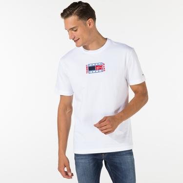  Tommy Jeans Timeless Flag Erkek Beyaz T-Shirt