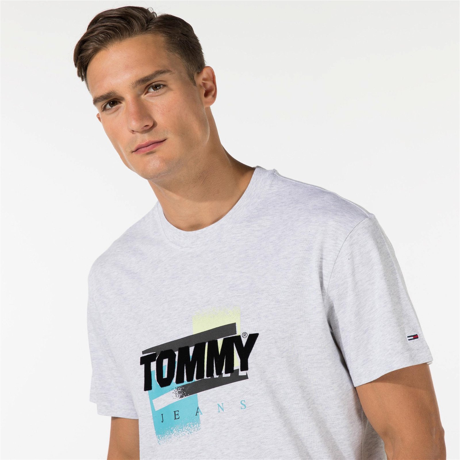 Tommy Jeans Faded Color Graphic Erkek Gri T-Shirt