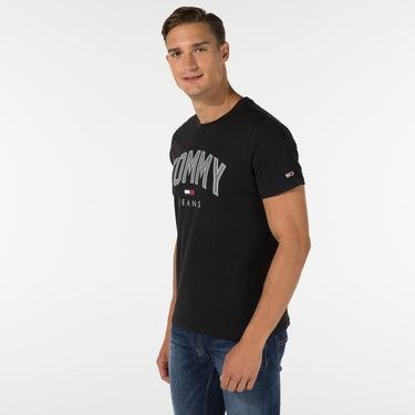  Tommy Jeans Shadow Tommy Print Erkek Siyah T-Shirt