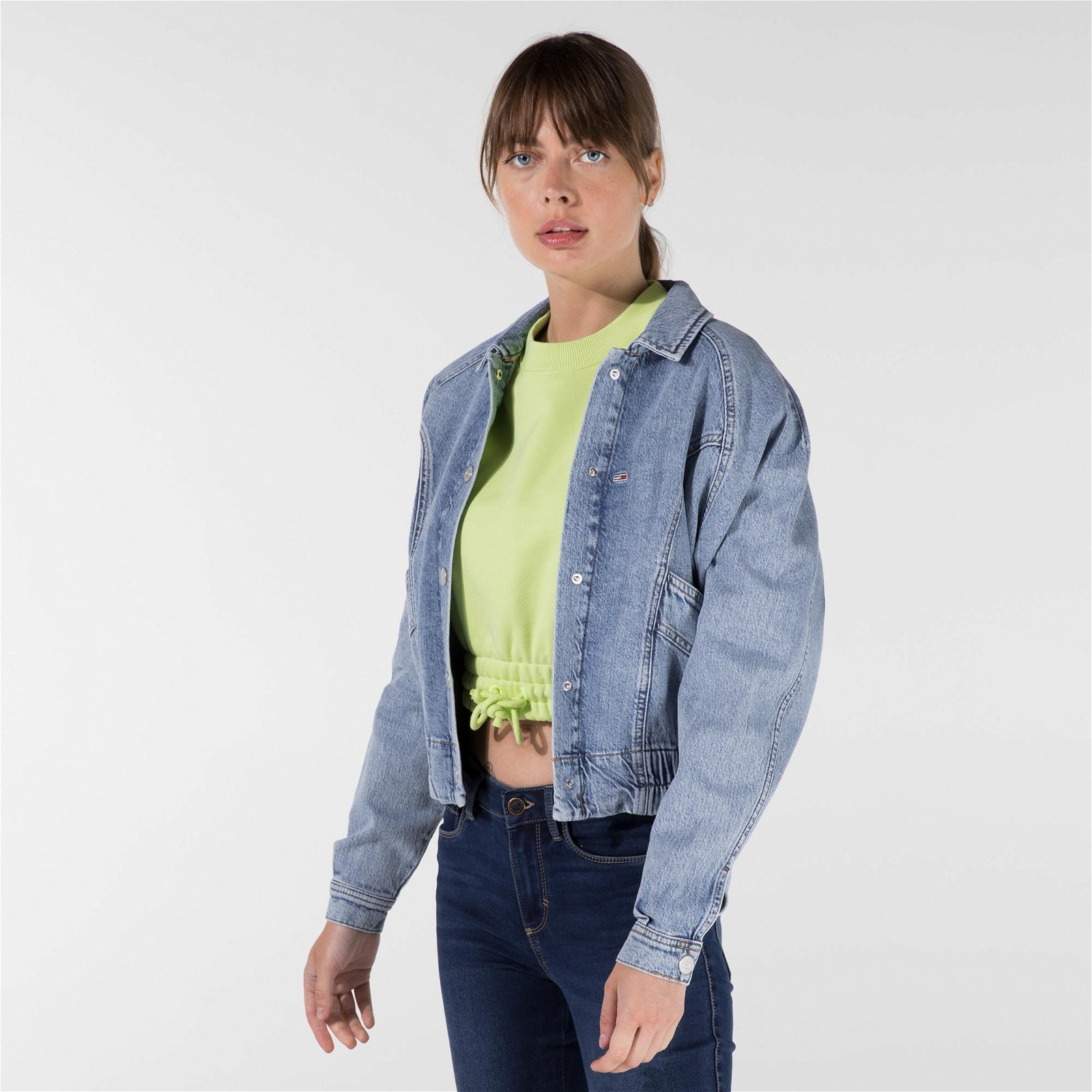 Tommy Jeans Cargo Crop Kadın Mavi Ceket
