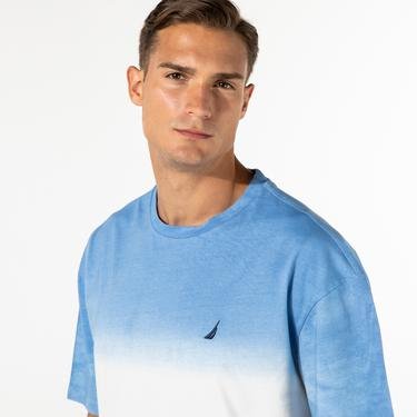  Nautica Erkek Mavi Blok Desenli T-Shirt