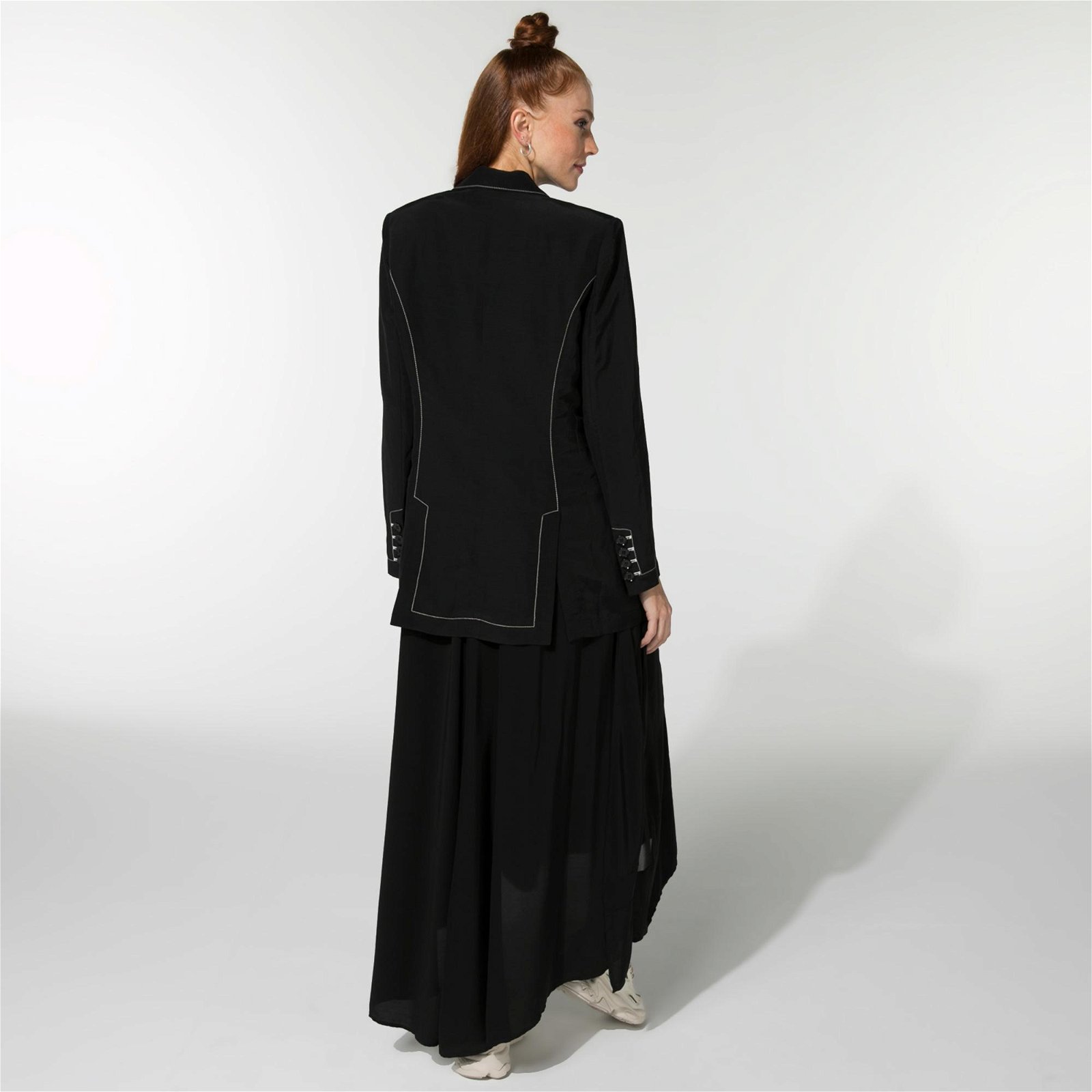 BAQA With Contrast Stitch Kadın Siyah Ceket