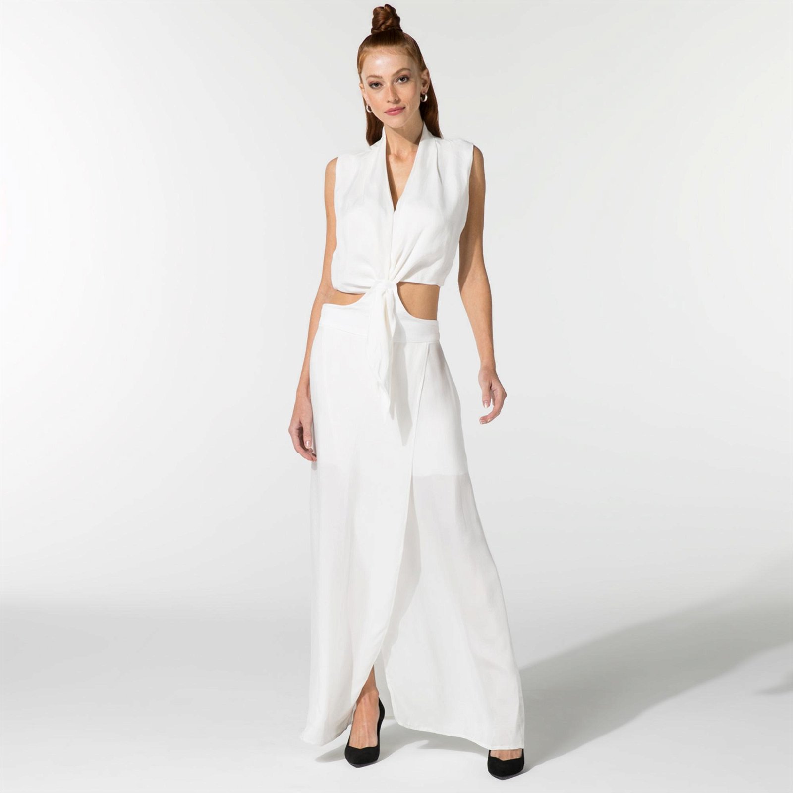SİNEM BABACAN Sophisticated Kadın Beyaz İki Parça Elbise
