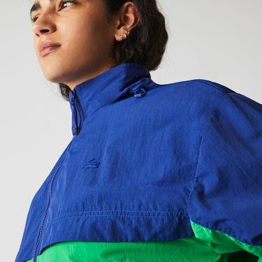  Lacoste Kadın Kapüşonlu Renk Bloklu Renkli Rüzgarlık