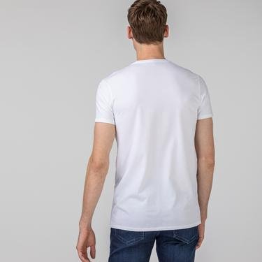  Lacoste Slim Fit V Yaka Beyaz T-Shirt