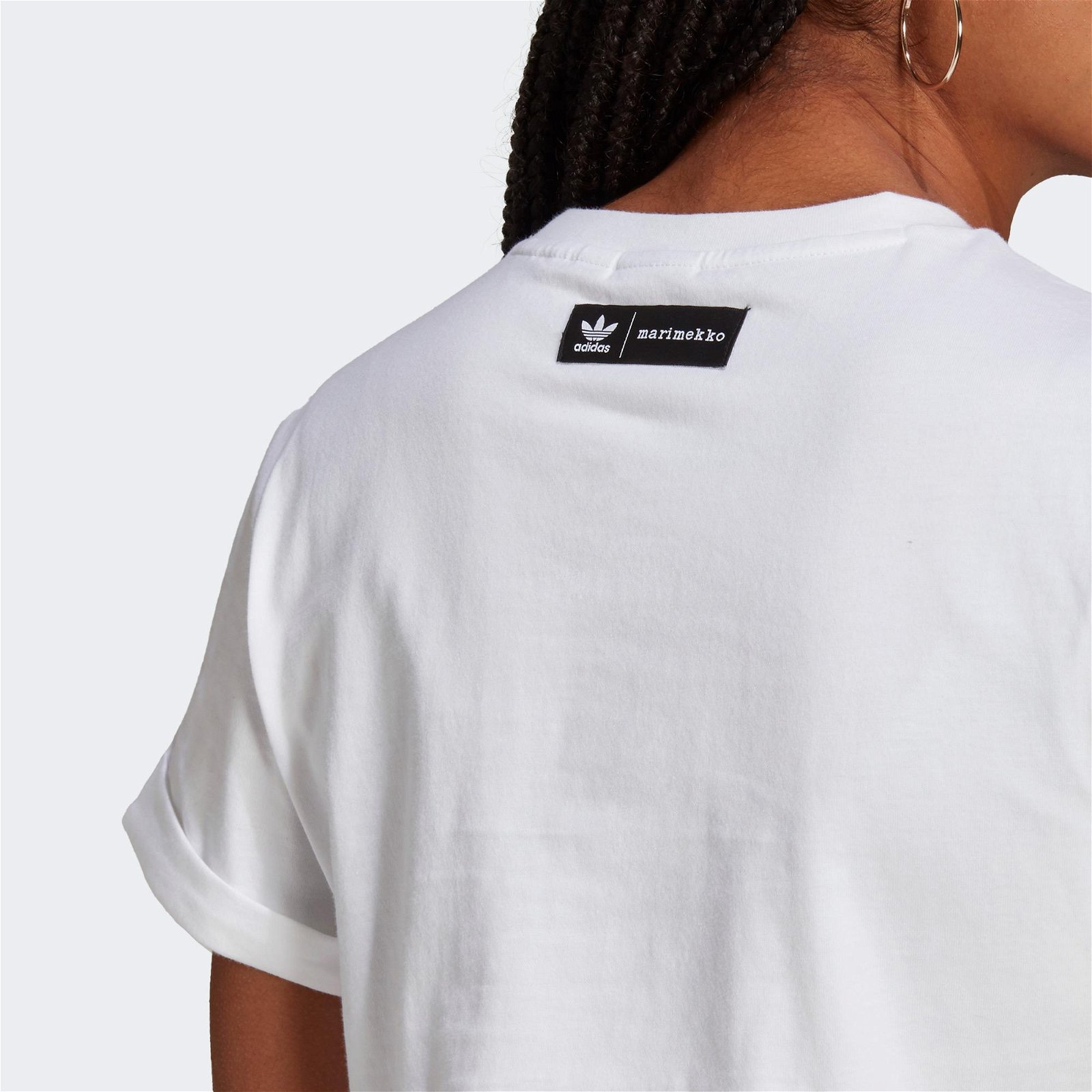 adidas Marimekko Trefoil Infill Kadın Pembe-Beyaz T-Shirt