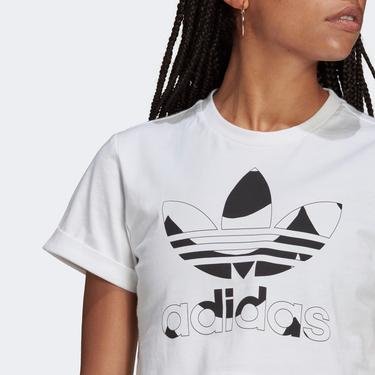  adidas Marimekko Trefoil Infill Baskılı Kadın Siyah-Beyaz T-Shirt