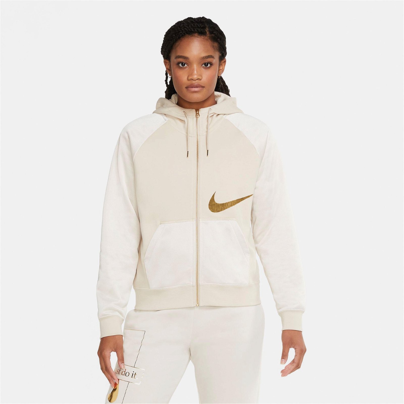 Nike Sportswear Essential Icon Clash Fz Fleece Kadın Beyaz Sweatshirt