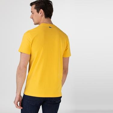  Lacoste Regular Fit Bisiklet Yaka Nakışlı Sarı T-Shirt