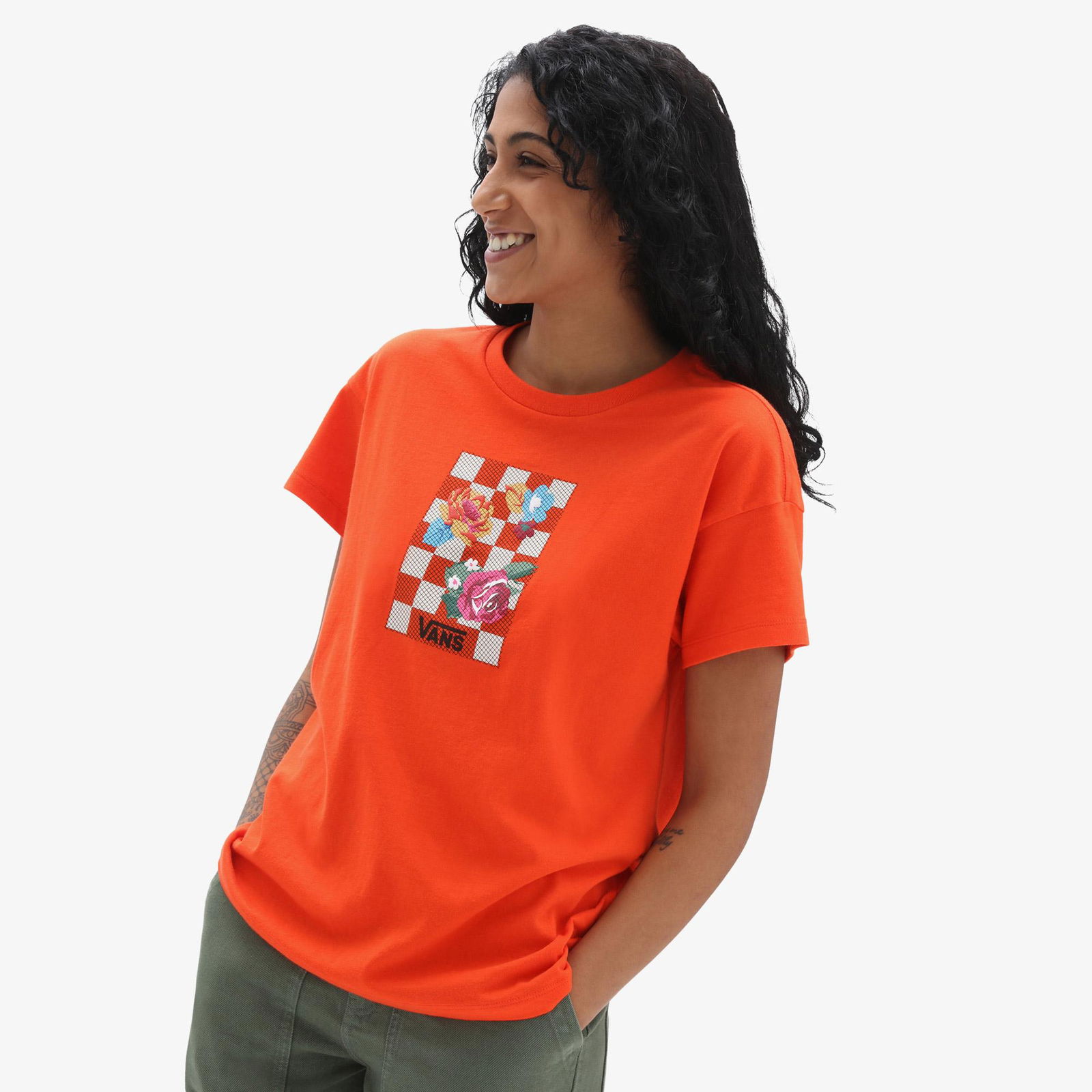 Vans Needlepoint Boxy Kadın Turuncu T-Shirt