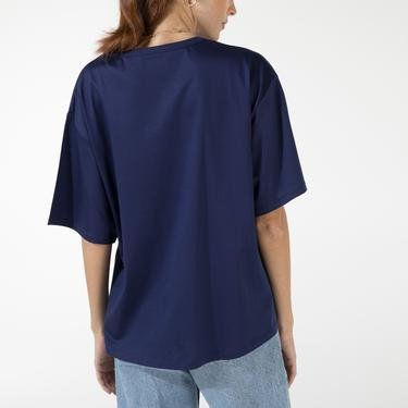  rue Kadın Lacivert Cep Detaylı Baskılı T-Shirt