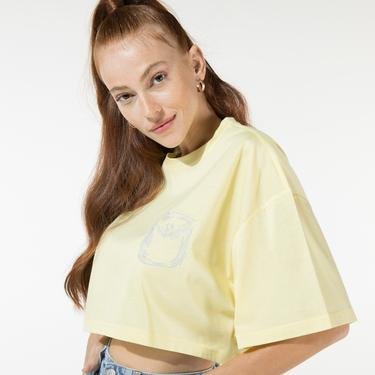  rue Kadın Sarı Basic Crop T-Shirt