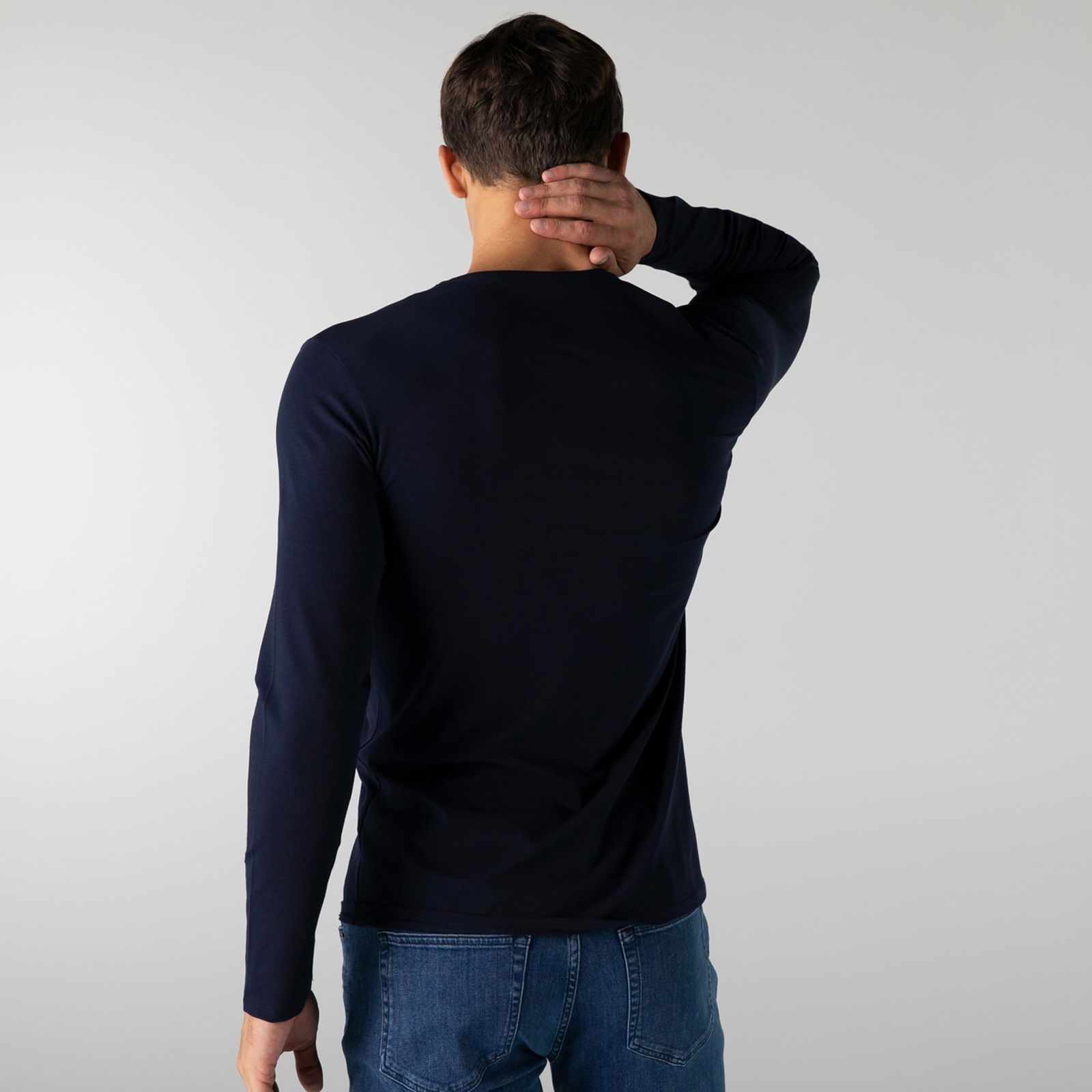 Lacoste Erkek Regular Fit Uzun Kollu V Yaka Lacivert T-Shirt