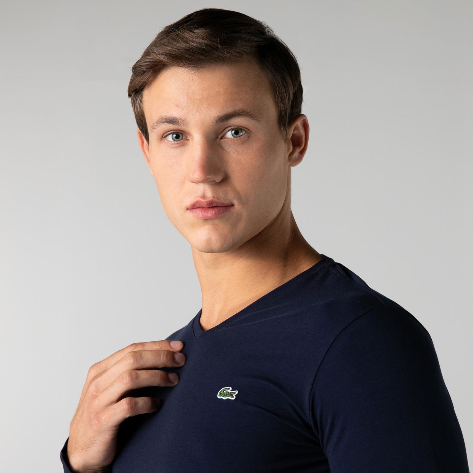 Lacoste Erkek Regular Fit Uzun Kollu V Yaka Lacivert T-Shirt