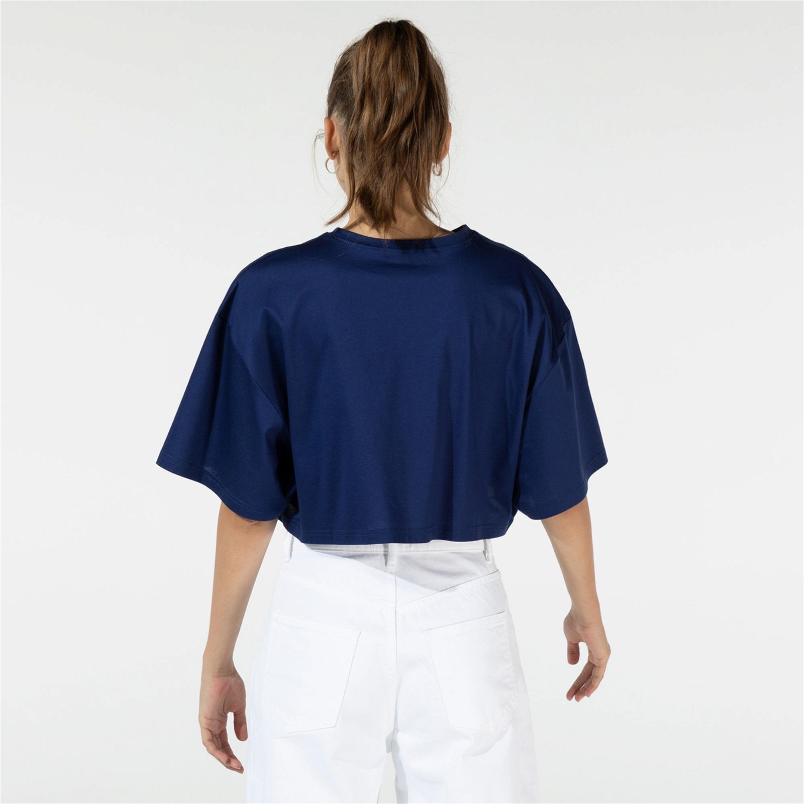 rue Kadın Lacivert Basic Crop T-Shirt