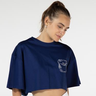  rue Kadın Lacivert Basic Crop T-Shirt