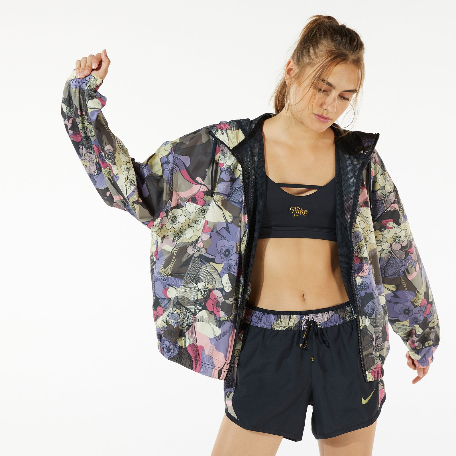 Nike Sportswear Femme Woven Kadın Siyah/Gri/Gümüş Ceket